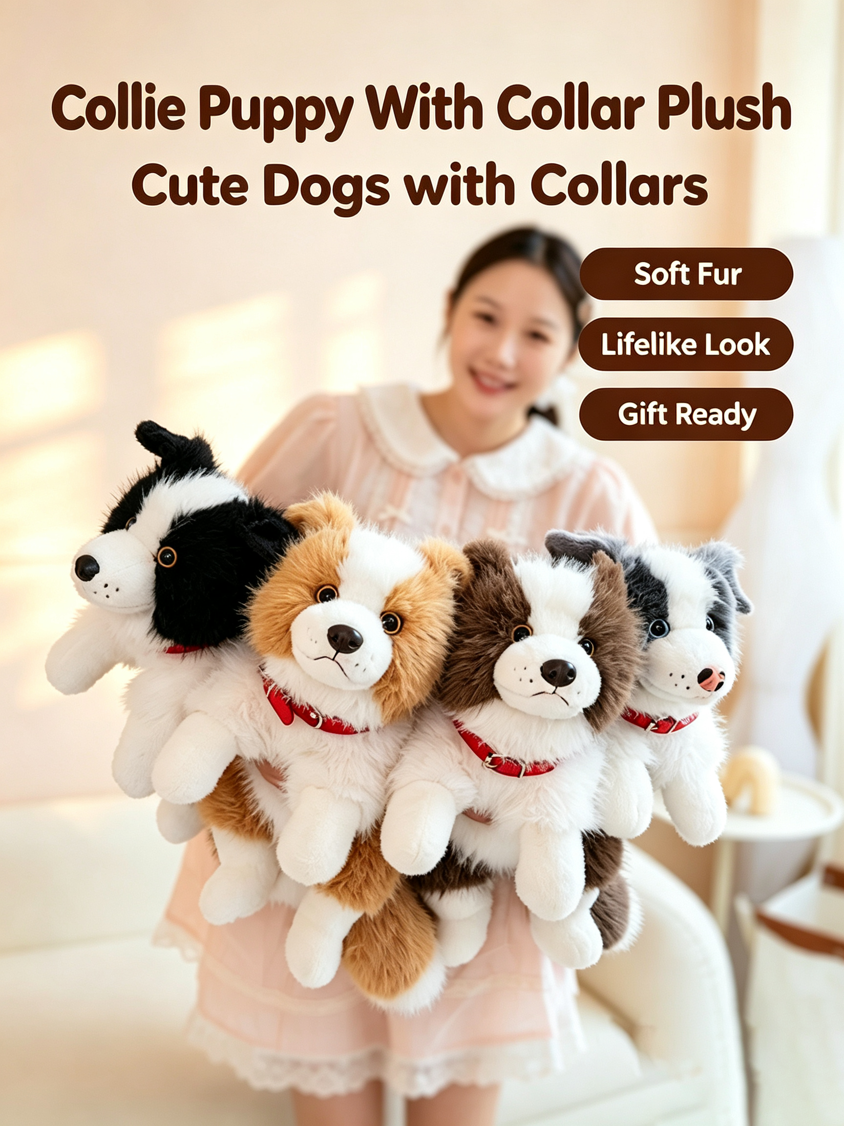 Collie Puppy With Collar Plush
